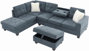 Image 1 of BERHUTJ 107 Fabric Sectional Sofa review