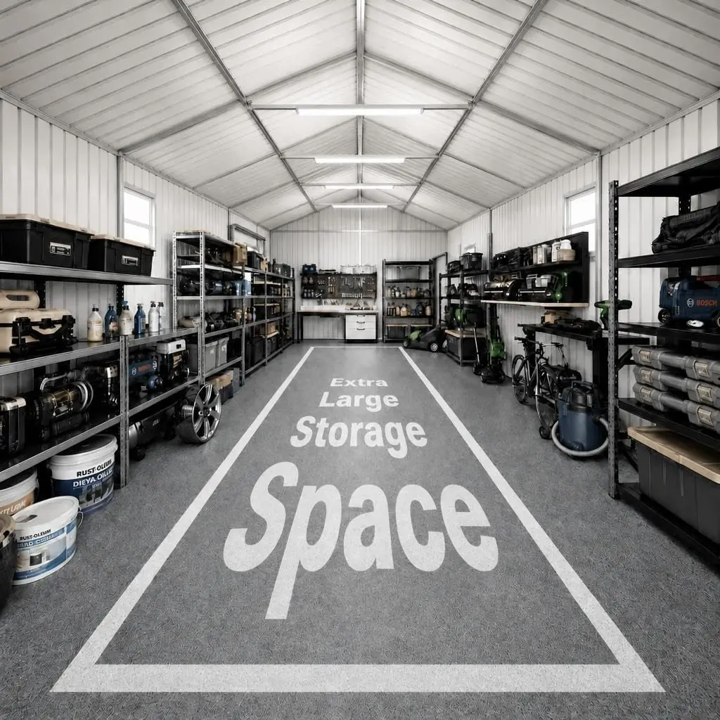 IDEALHOUSE 12x25 Metal Garage Shed Review: Pros & Cons 2 IDEALHOUSE 12x25 metal garage shed review — features that matter in real use