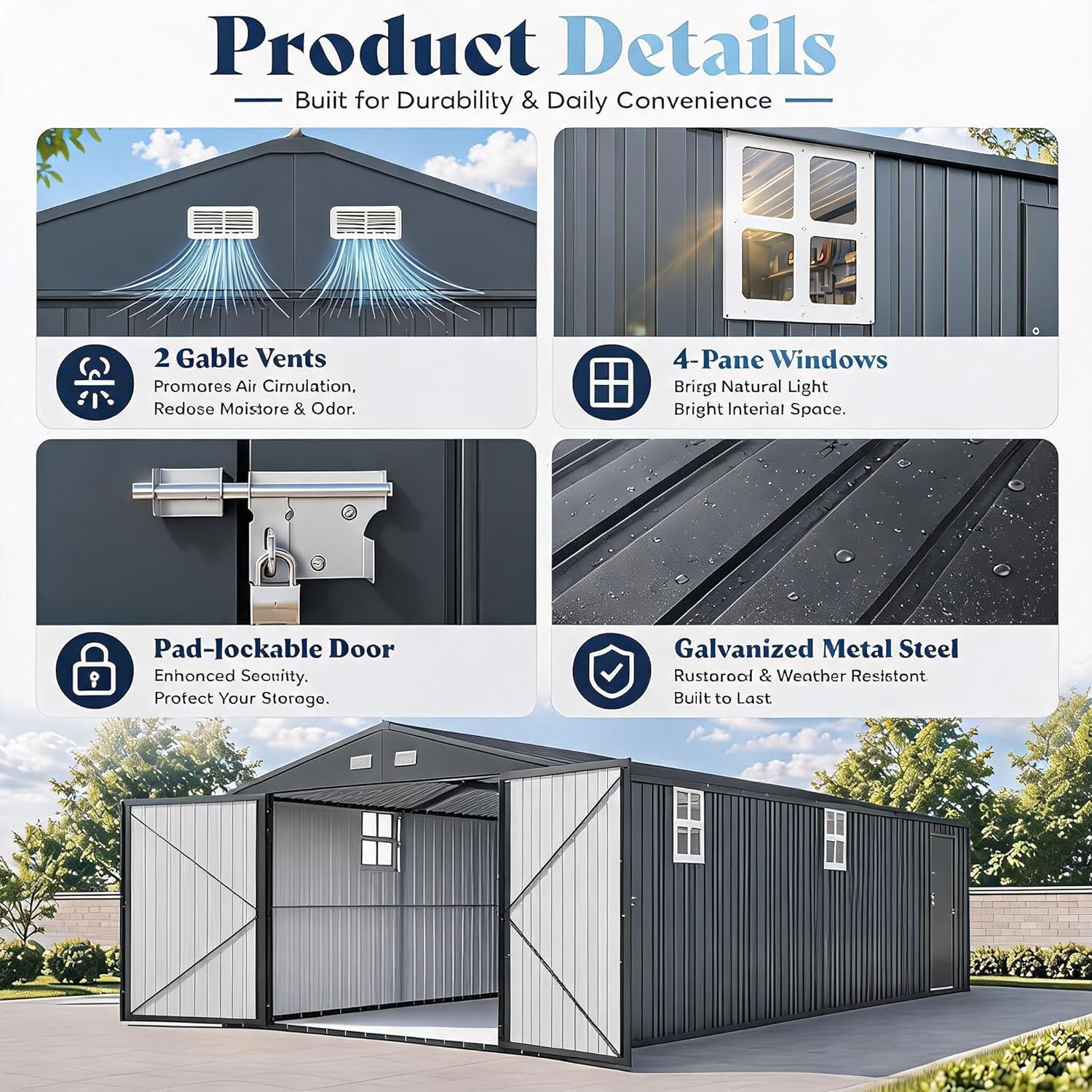 IDEALHOUSE 12x25 metal garage shed review compared to top alternatives