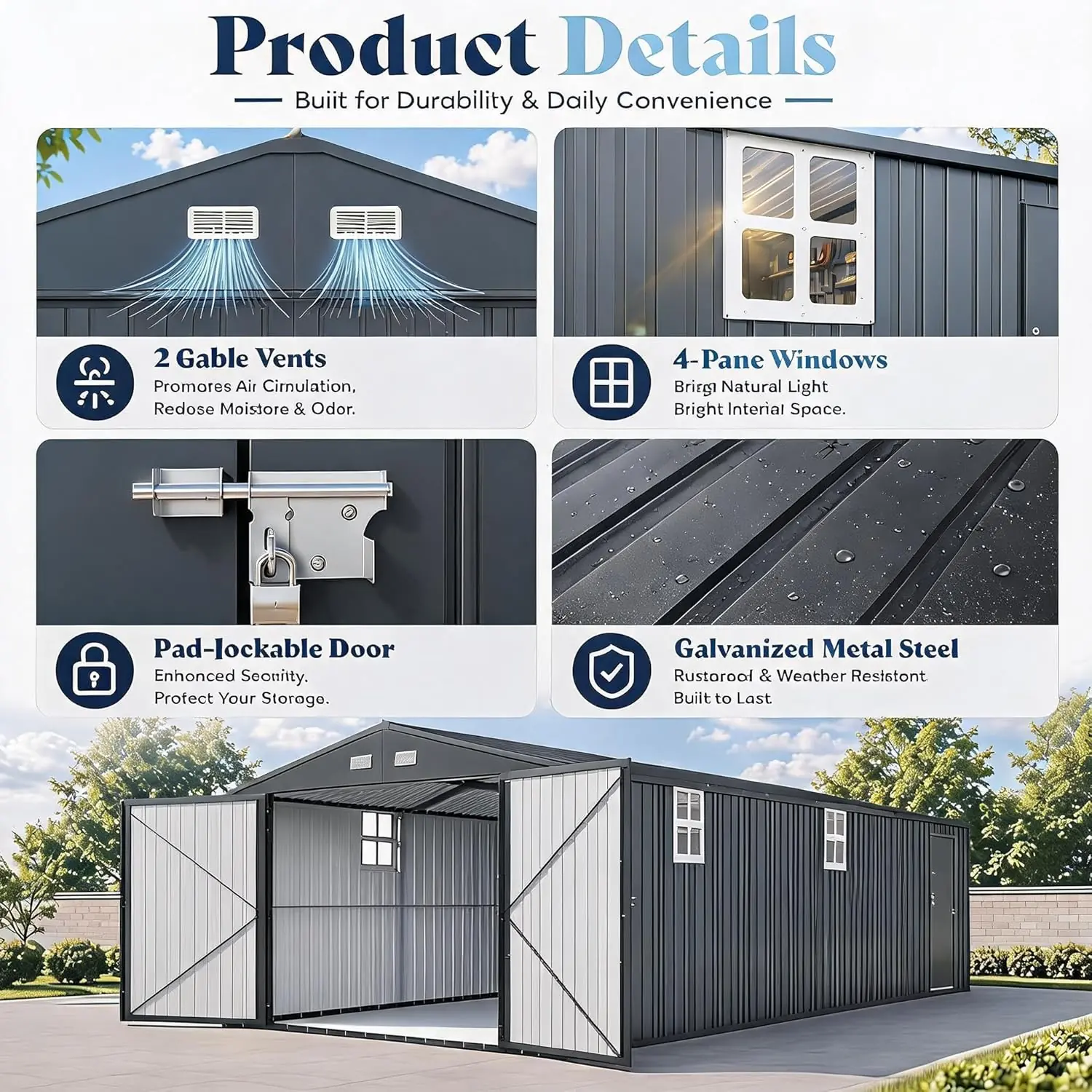 IDEALHOUSE 12x25 Metal Garage Shed Review: Pros & Cons 4 IDEALHOUSE 12x25 metal garage shed review compared to top alternatives