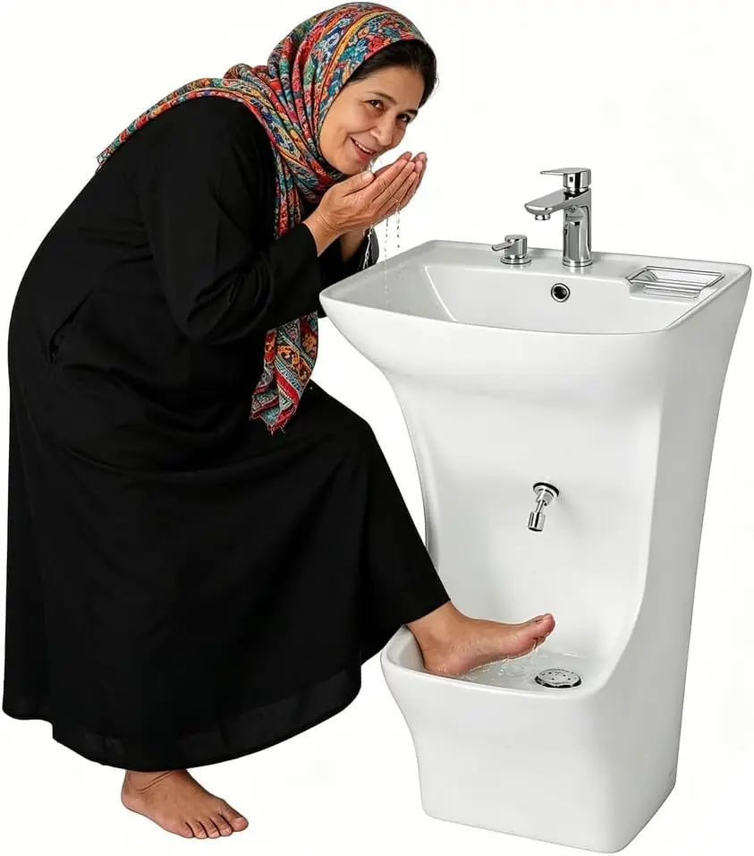 Muslim Ceramic Wash Basin for Wudu review,Wudu ablution basin review and rating,is Muslim ceramic wash basin worth buying,Wudu wash station review pros cons,Jiayiyoux ceramic wash basin honest review,pedestal wash station for Wudu review verdict — full box contents and build quality