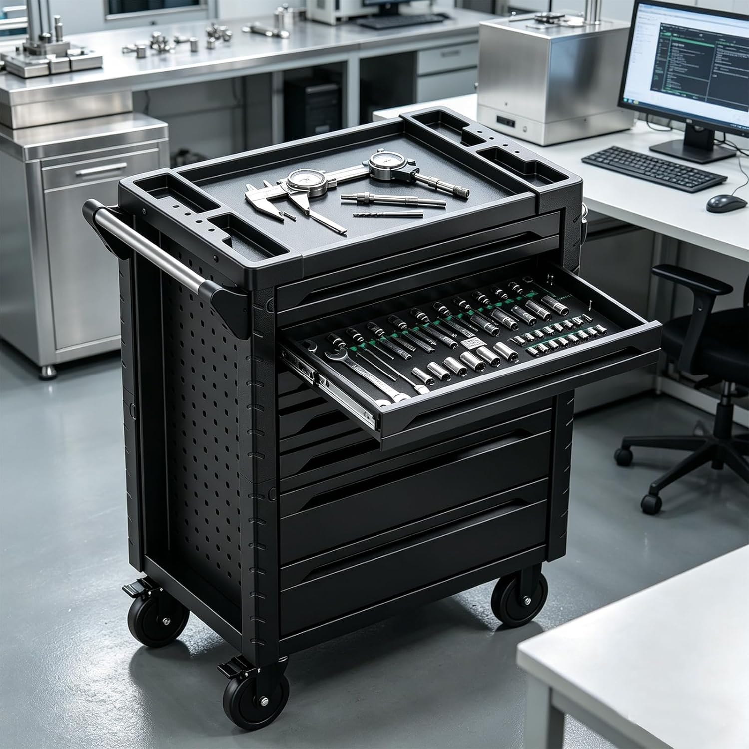 Griplier tool chest review and rating performance testing showing drawer loadout and job site use
