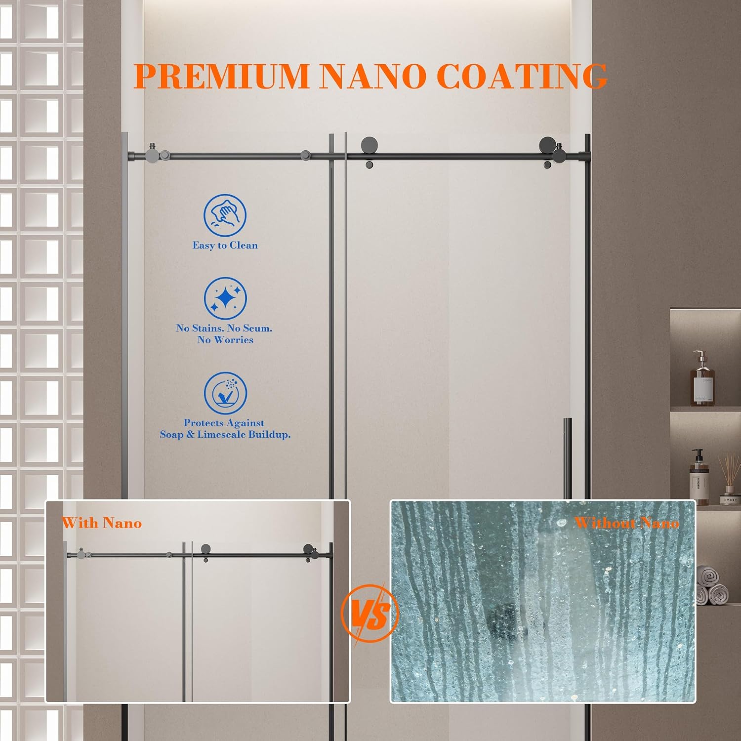 MonBlari Frameless Sliding Shower Door Review: Honest Pros & Cons 3 MonBlari frameless sliding shower door after three weeks