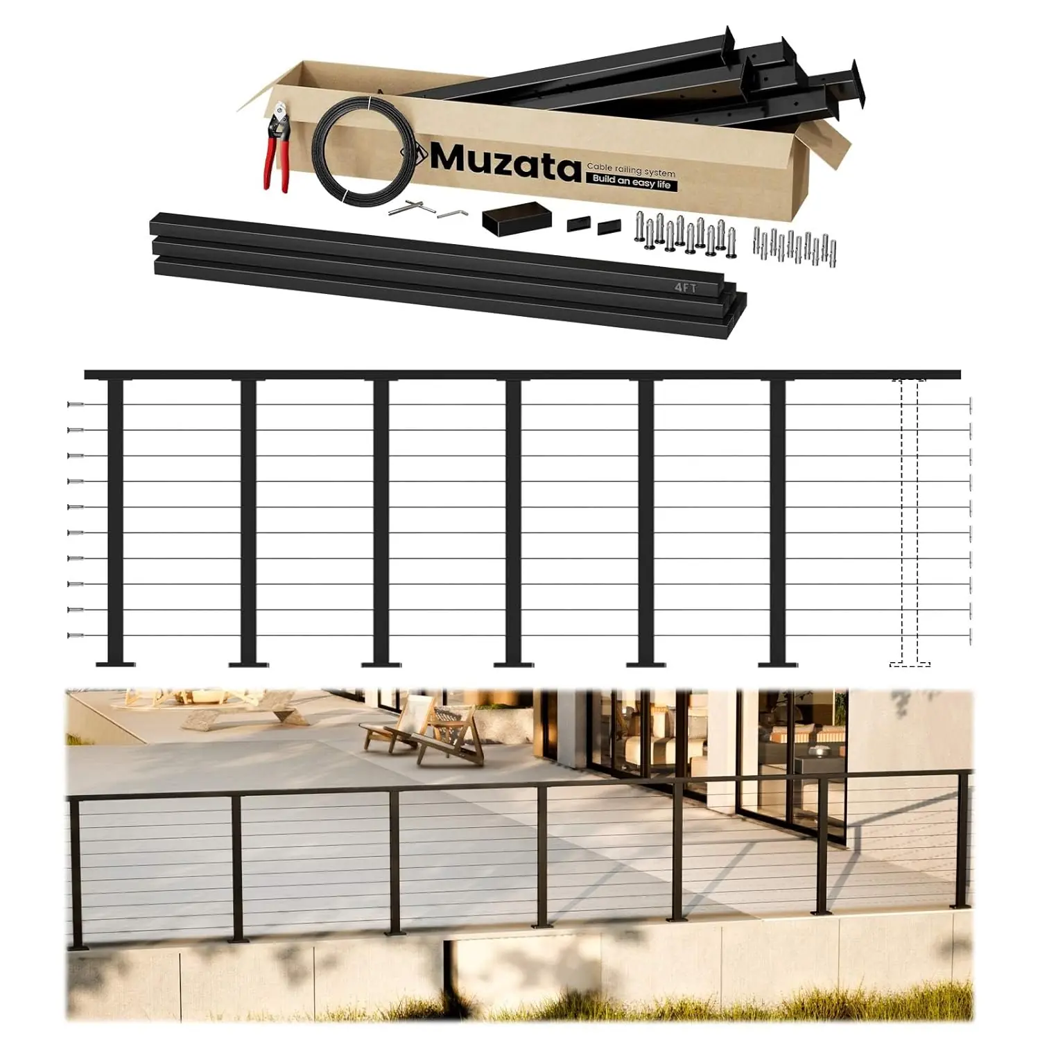 Muzata Cable Railing Kit Review: Honest Pros & Cons 2024 1 Muzata cable railing kit review,Muzata cable railing review and rating,is Muzata cable railing kit worth buying,Muzata cable railing kit review pros cons,Muzata cable railing review honest opinion,Muzata modular railing review verdict unboxing — first impressions and package contents