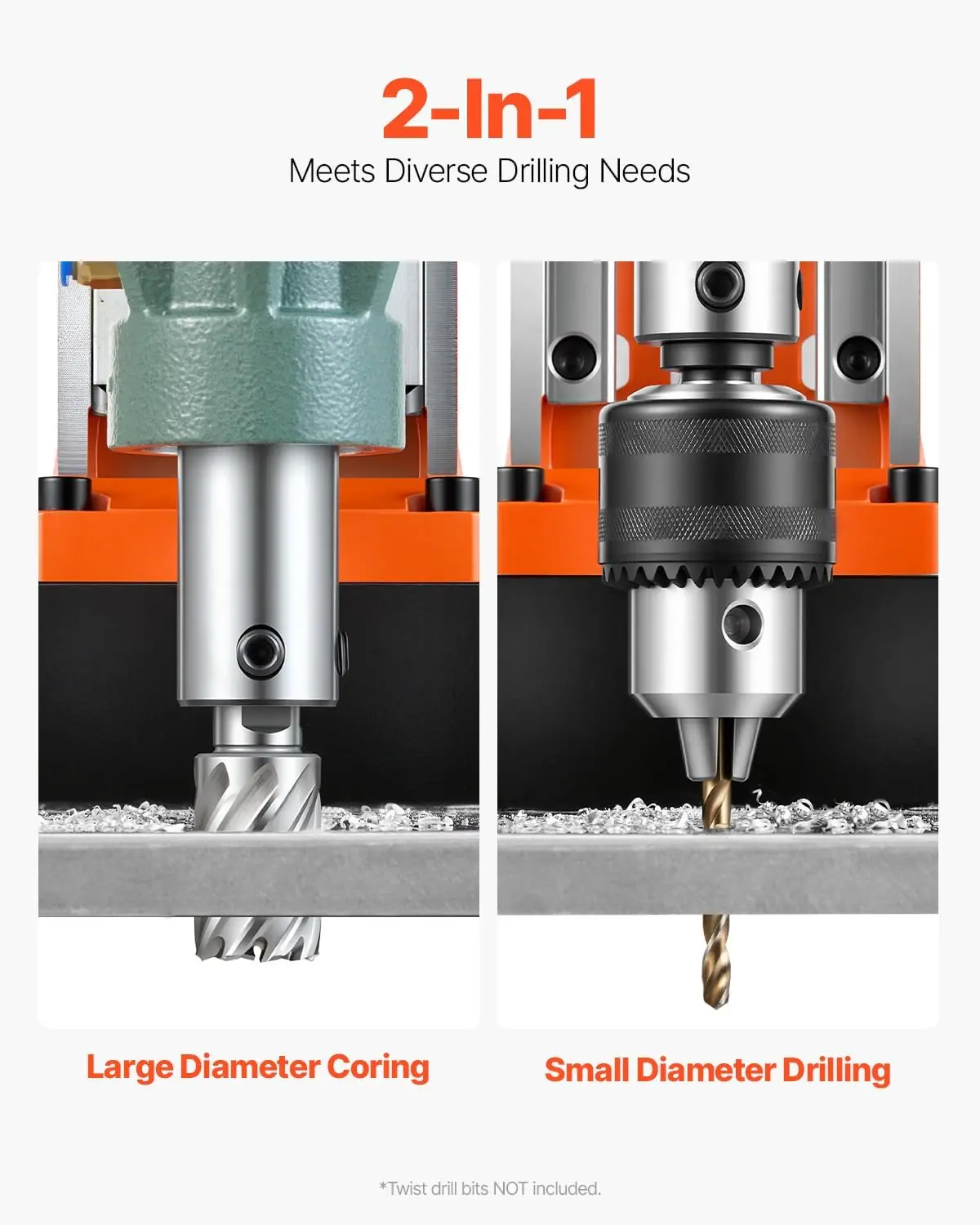 VEVOR 1550W mag drill press review feature breakdown and specification detail